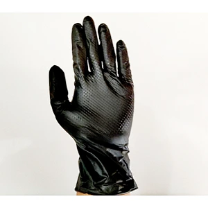 Hot Disposable Non-slip Safety Black Pure Nitrile Gloves Diamond Grain Waterproof Comfortable Black nitrile Gloves
