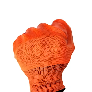 high quality orange polyester general maintenance safety  pvc gloves with long sleeve