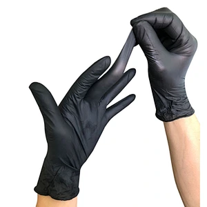 Good quality disposable powder free black nitrile gloves Top examination ce certified work gloves