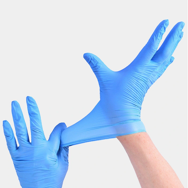 Good quality powder free lady blue safety gloves wholesale disposable maximum protection working blue pure nitrile gloves