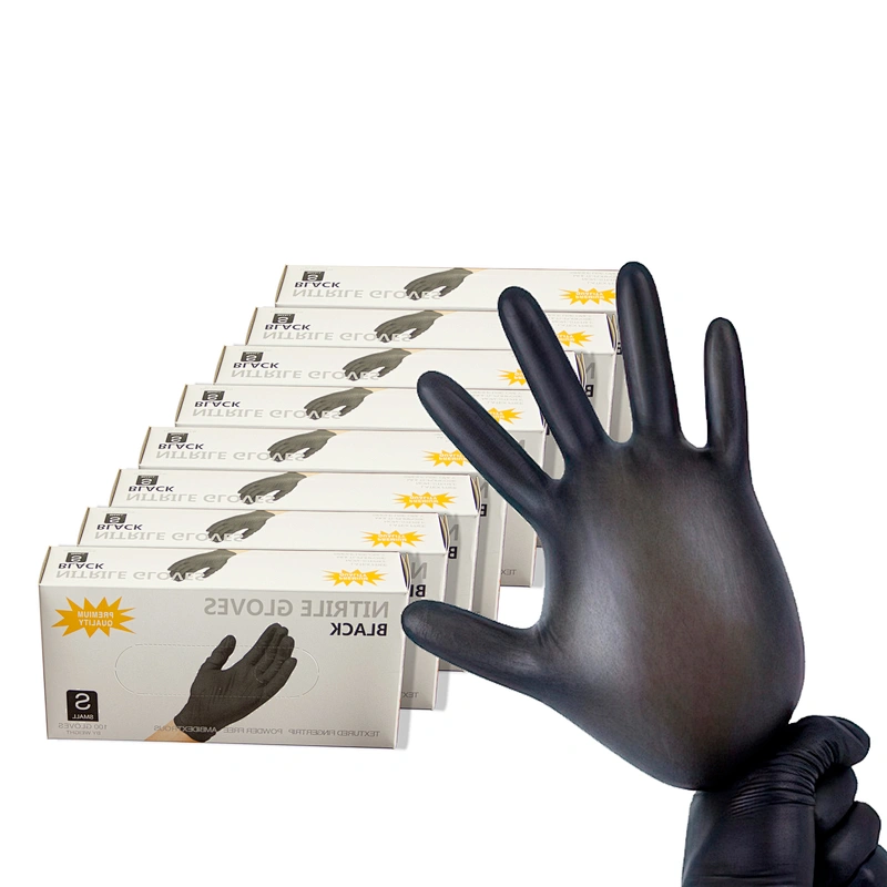 Custom disposable powder free  black small medium nitrile Gloves cheap waterproof comfort grip work Gloves amazon