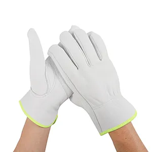 Hot sales Grade AB whole sheepskin white flexible thumb Driver leather work safety gloves