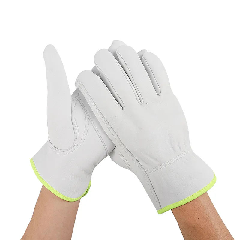 Hot sales Grade AB whole sheepskin white flexible thumb Driver leather work safety gloves