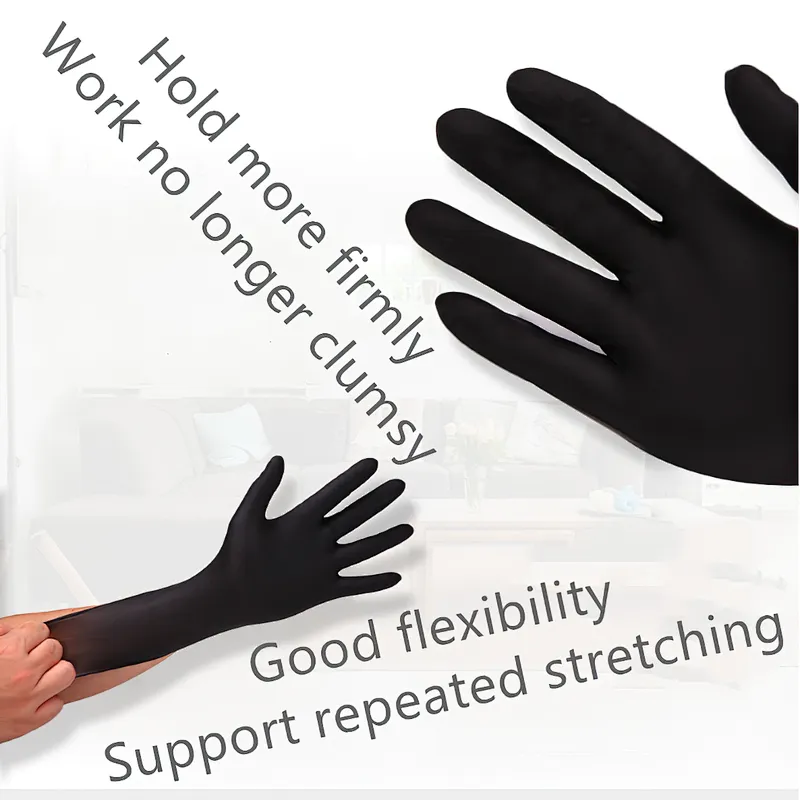 Wholesale cheap disposable powder free black nitrile gloves water proof non medical nitrile touch screen safety gloves