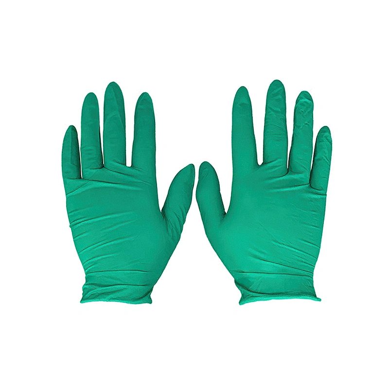Top Cheap green Nitrile Gloves Safety Beautiful Water-proof 9 Inches Housework Green Blend Nitrile Gloves