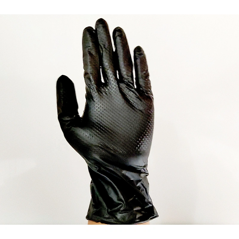 High quality safety powder free black blend nitrile diamond gloves wholesale disposable industrial safety black diamond gloves