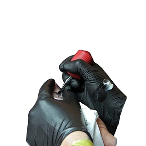 Strong High Elastic Tattoo Nitrile Disposable Glovs Wholesale Black Powder Free Heavy Duty Nitrile Gloves