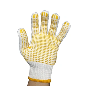 custom cheap winter working cotton hand pvc single side grip printed dotted gloves