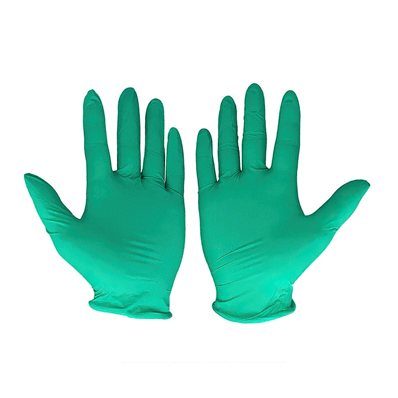 Hot price disposable safety clear green pure nitrile gloves Wholesale powder free Anti-slip household safety green gloves