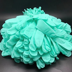 Safety green nitrile gloves powder free cleaning gloves rubber nitrile synthetic nitrile gloves