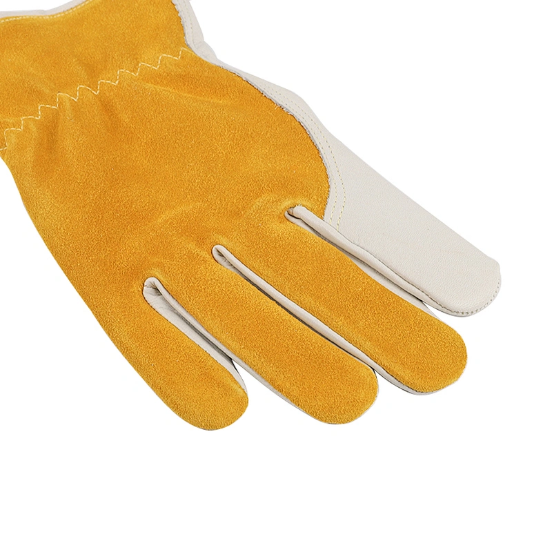 custom yellow grade AB cowhide fireproof safety hand driver gloves with para aramid knitted