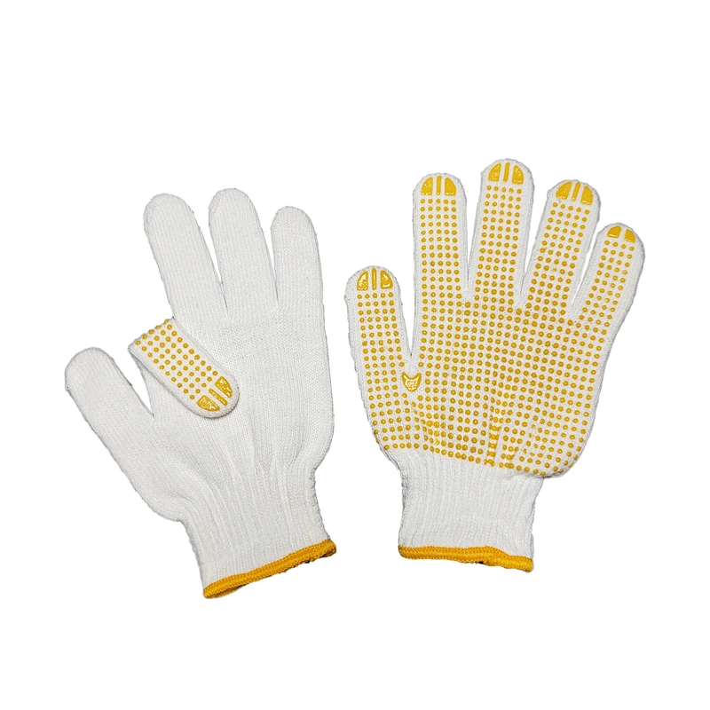 custom cheap winter working cotton hand pvc single side grip printed dotted gloves