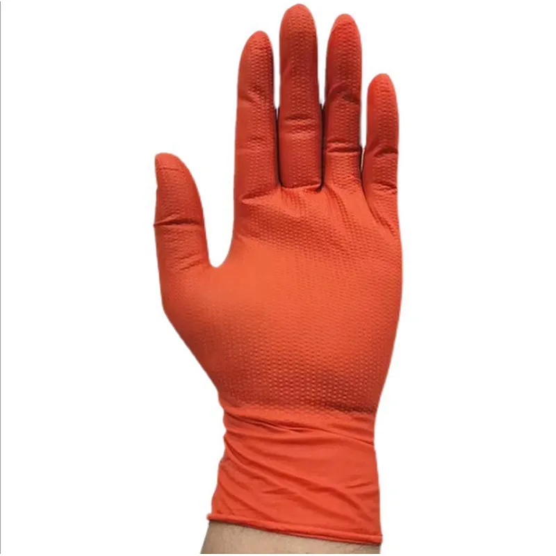 Fast delivery industrial repair machine orange nitrile gloves single layer 8 mil mechanical thick Black nitrile gloves