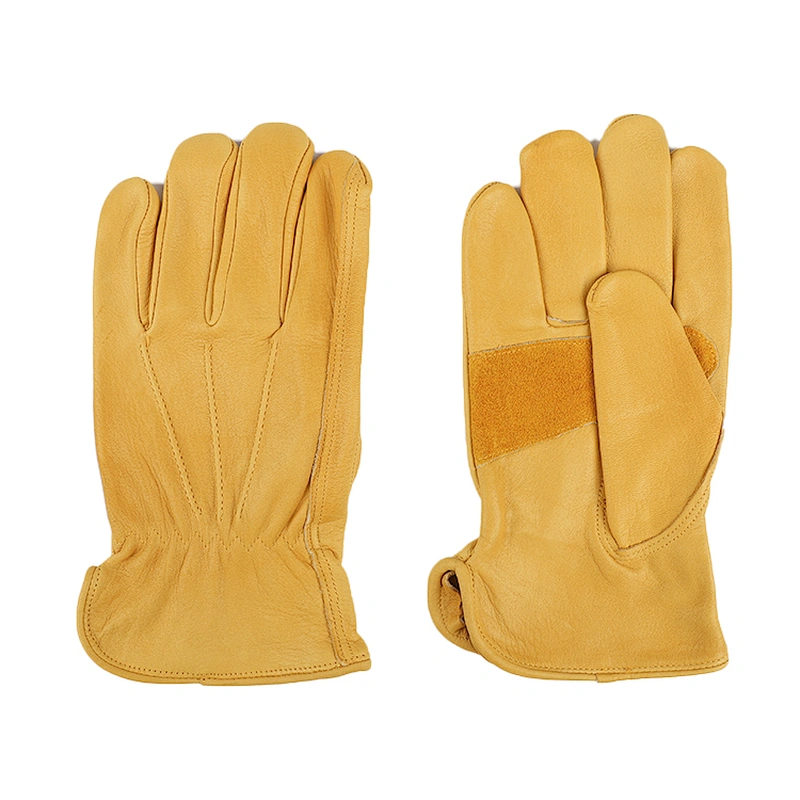 Grade AB rounded flat sleeves winter comfortable leather work driver gloves with flexible thumb