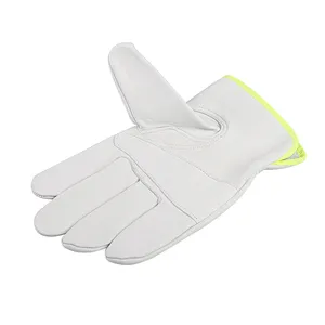 Hot sales Grade AB whole sheepskin white flexible thumb Driver leather work safety gloves