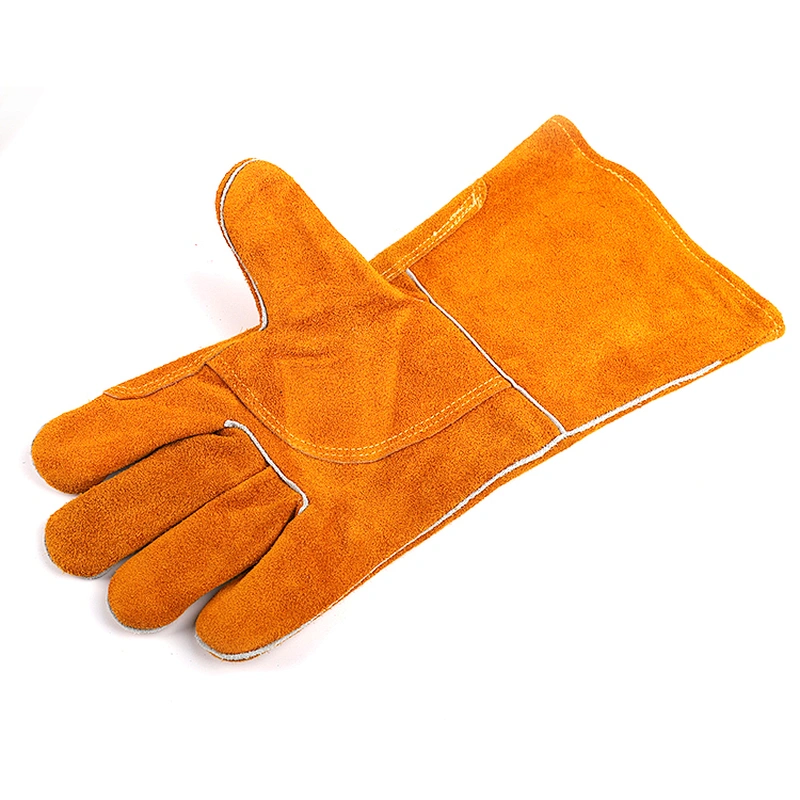 grade AB yellow heat resistant oven breathable argon safety construction work welding gloves