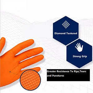 Fast delivery industrial repair machine orange nitrile gloves single layer 8 mil mechanical thick Black nitrile gloves
