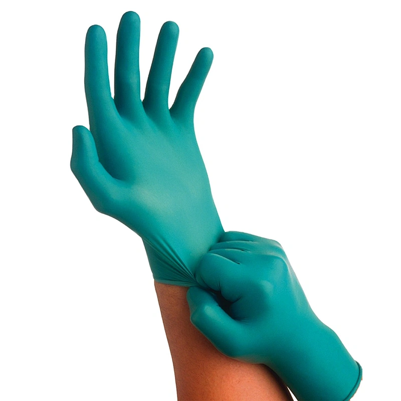 Wholesale waterproof comfort grip guantes de Green nitrilo manufacturers waterproof comfort grip Green nitryl gloves