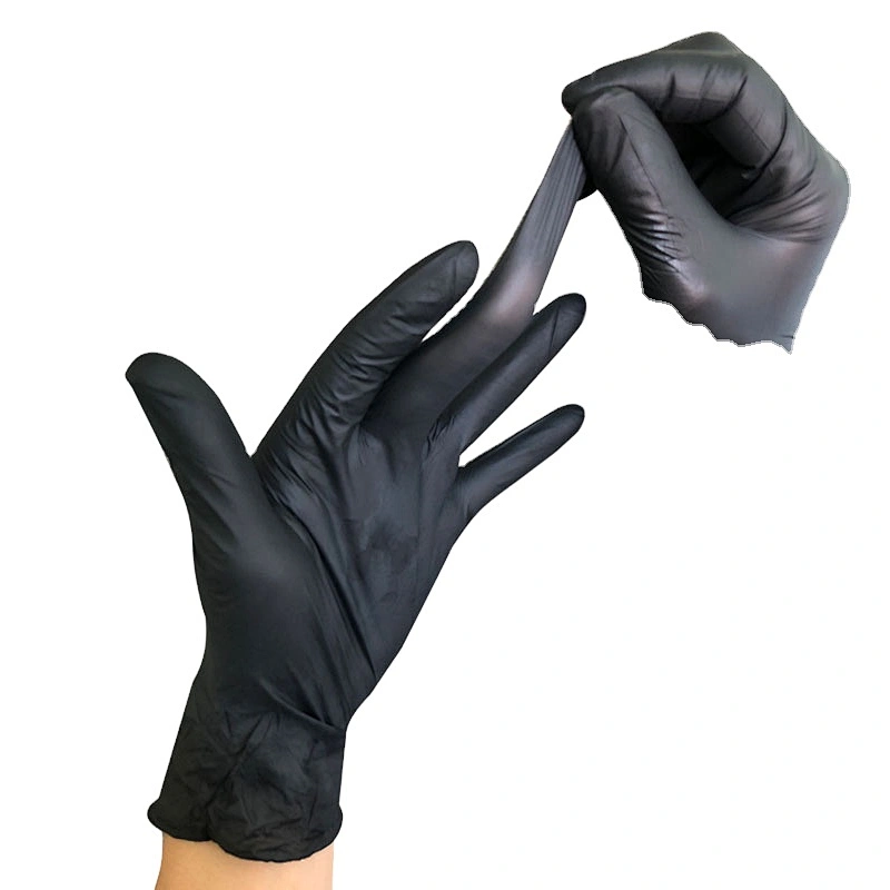 Cheap  Tattoo Gloves Food Grade Powder Free   Dispoable Nitrile-Gloves Black Laboratory  Detection Nitril gloves