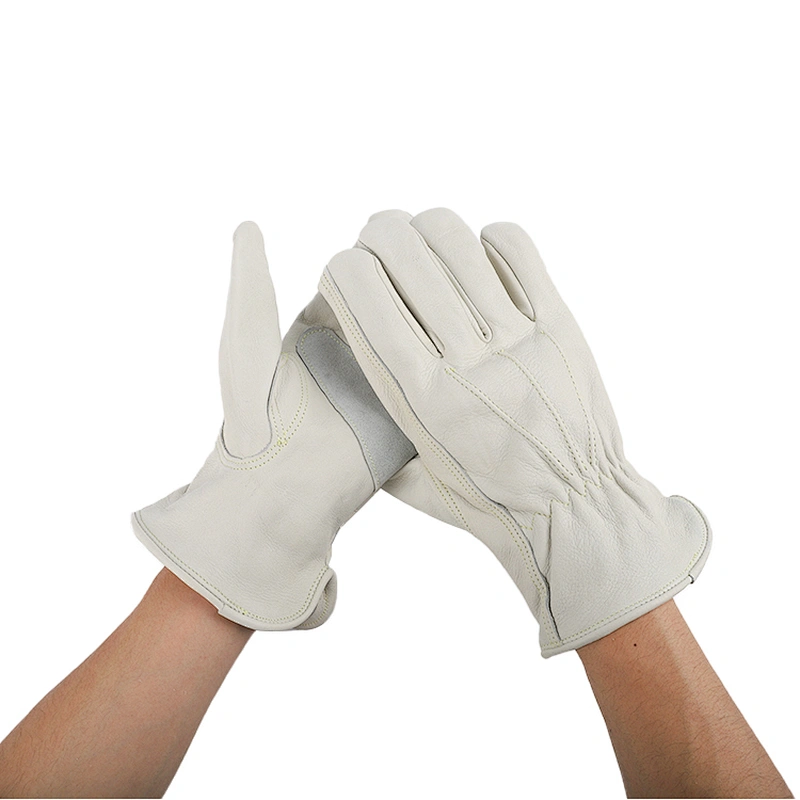 custom logo grade AB grain leather flexible thumb winter industrial works safety driver glove