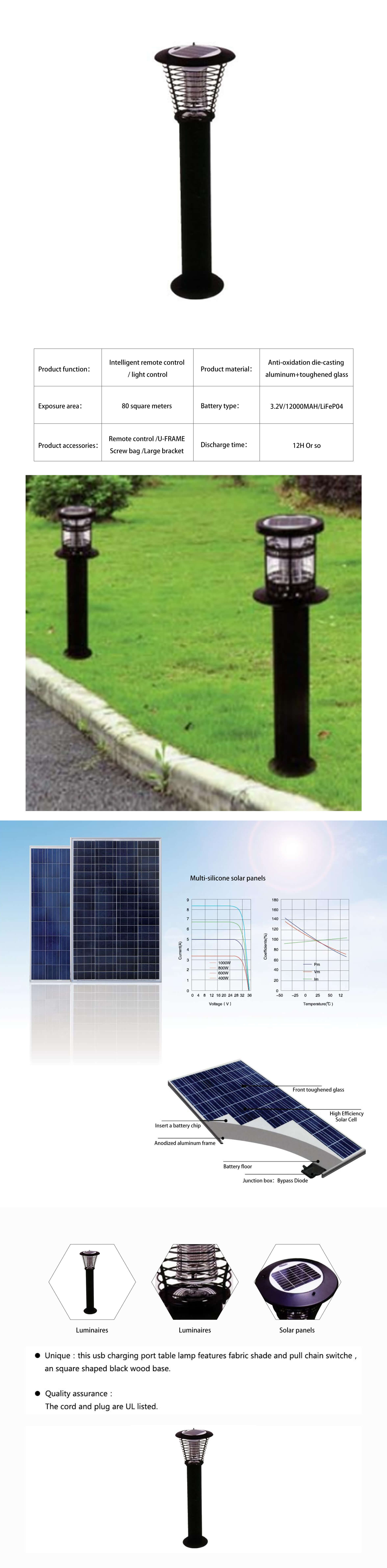 aluminium led solar mosquito killer lawn light manufacturer