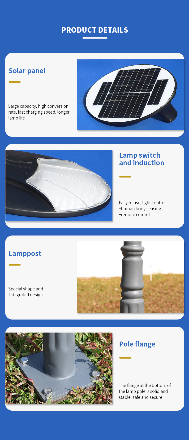 modern style high power swan led all in one solar countyard lamp supplier