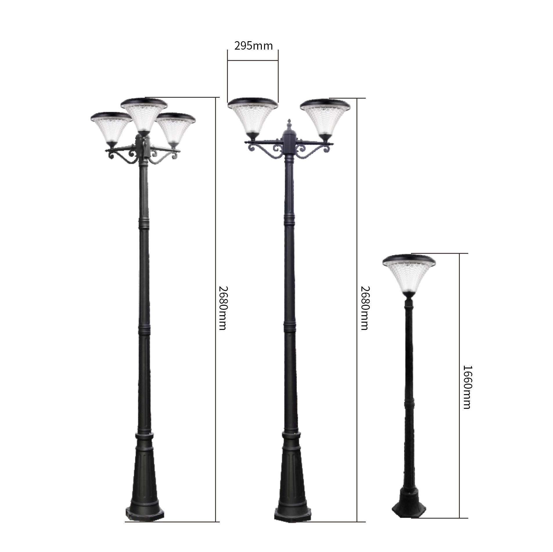 single double three arm bracket led solar yard lamp manufacturer