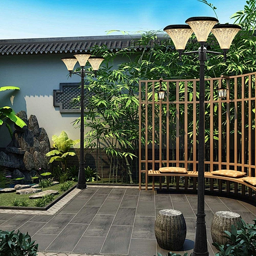 "Y" style three head all in one led solar yard lamp manufacturer