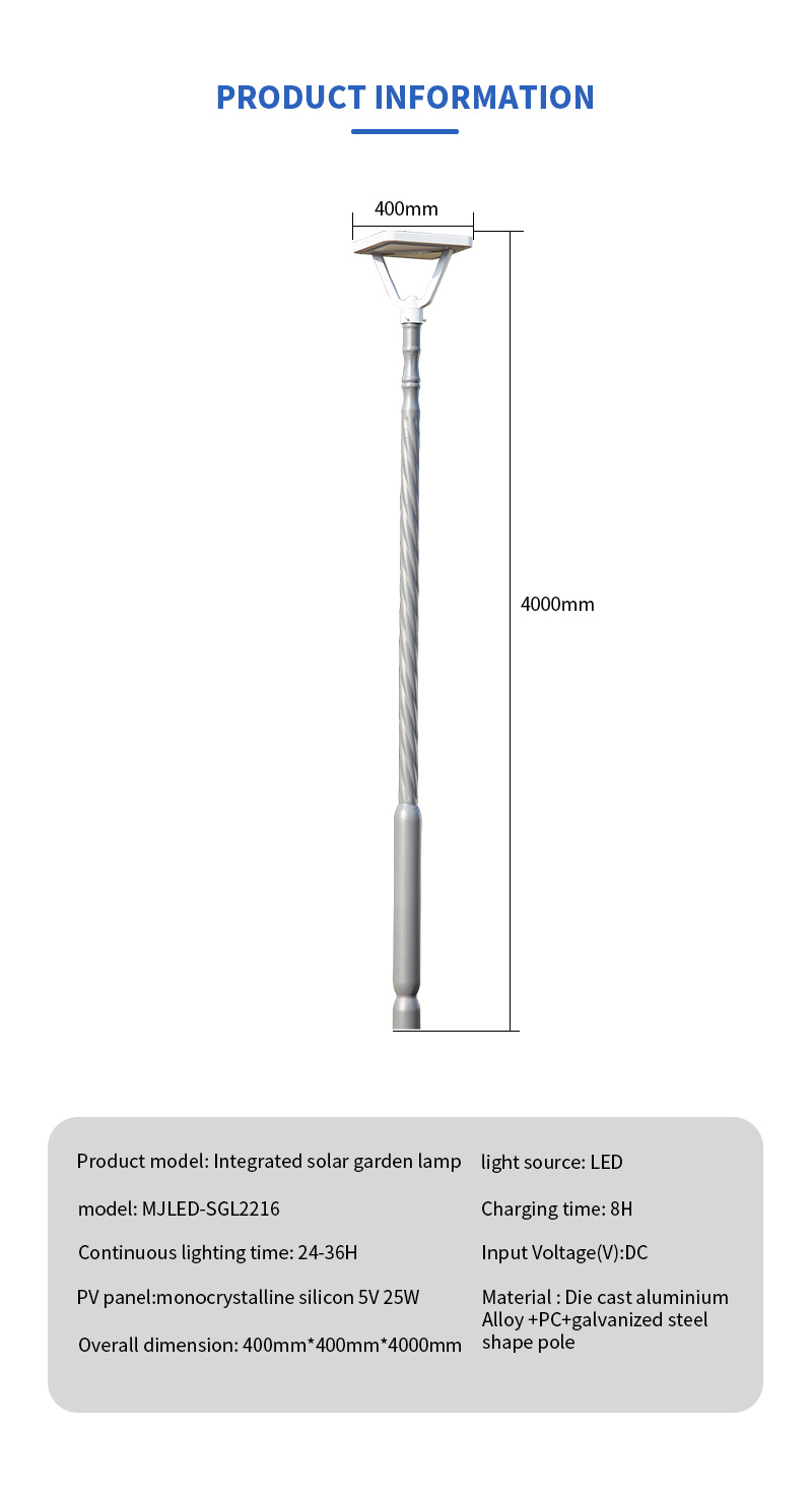 4m high pole modern half-moon led all in one solar yard lamp manufacturer