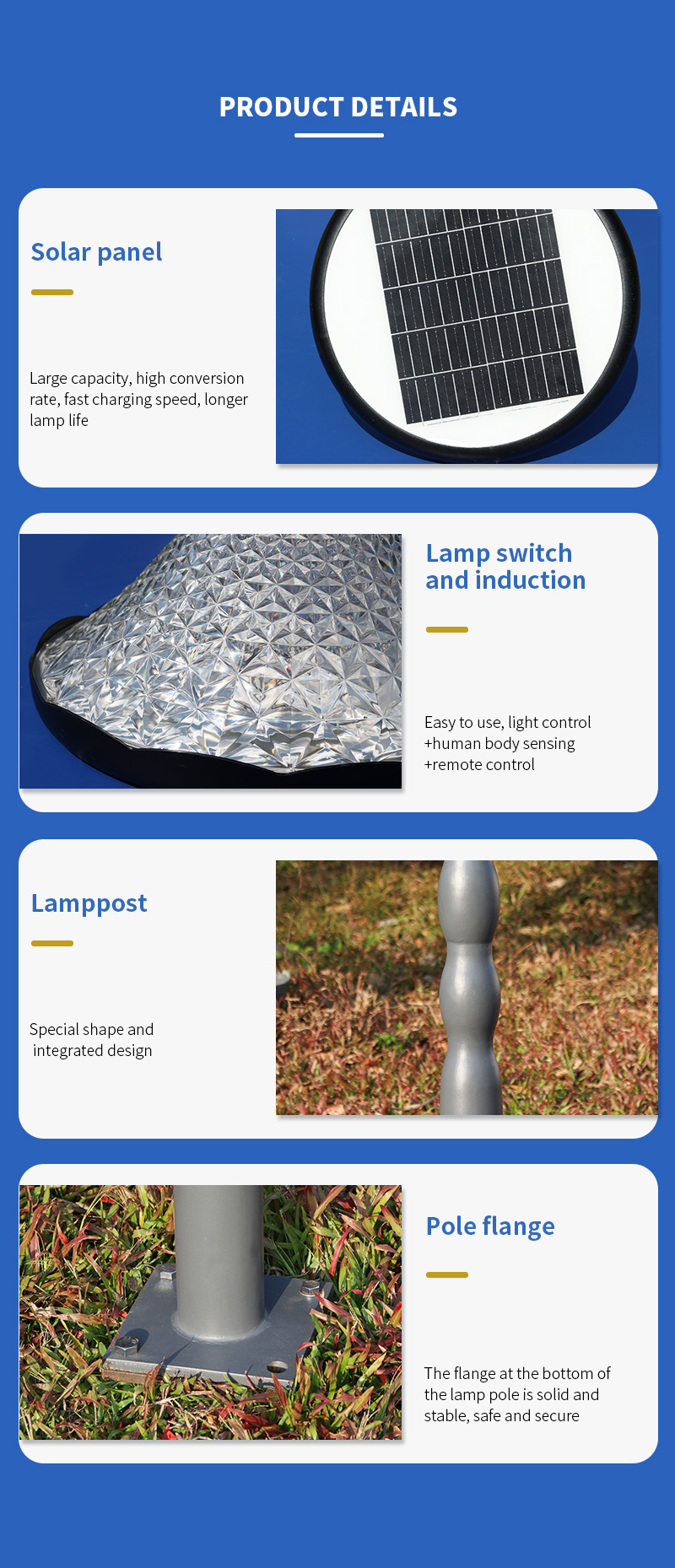 high power big diamond led solar yard lamp supplier