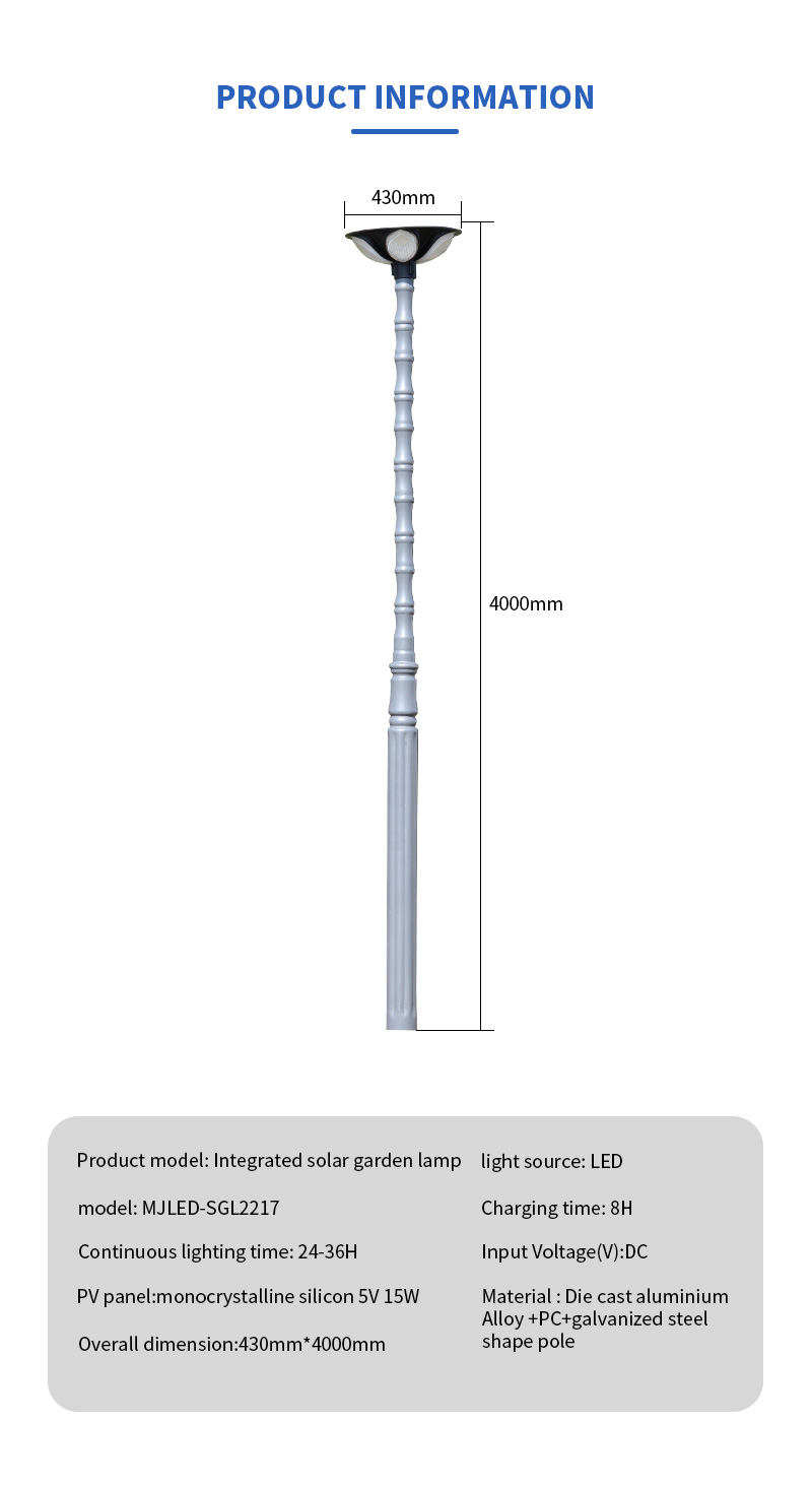 4m led solar garden lamp manufacturer