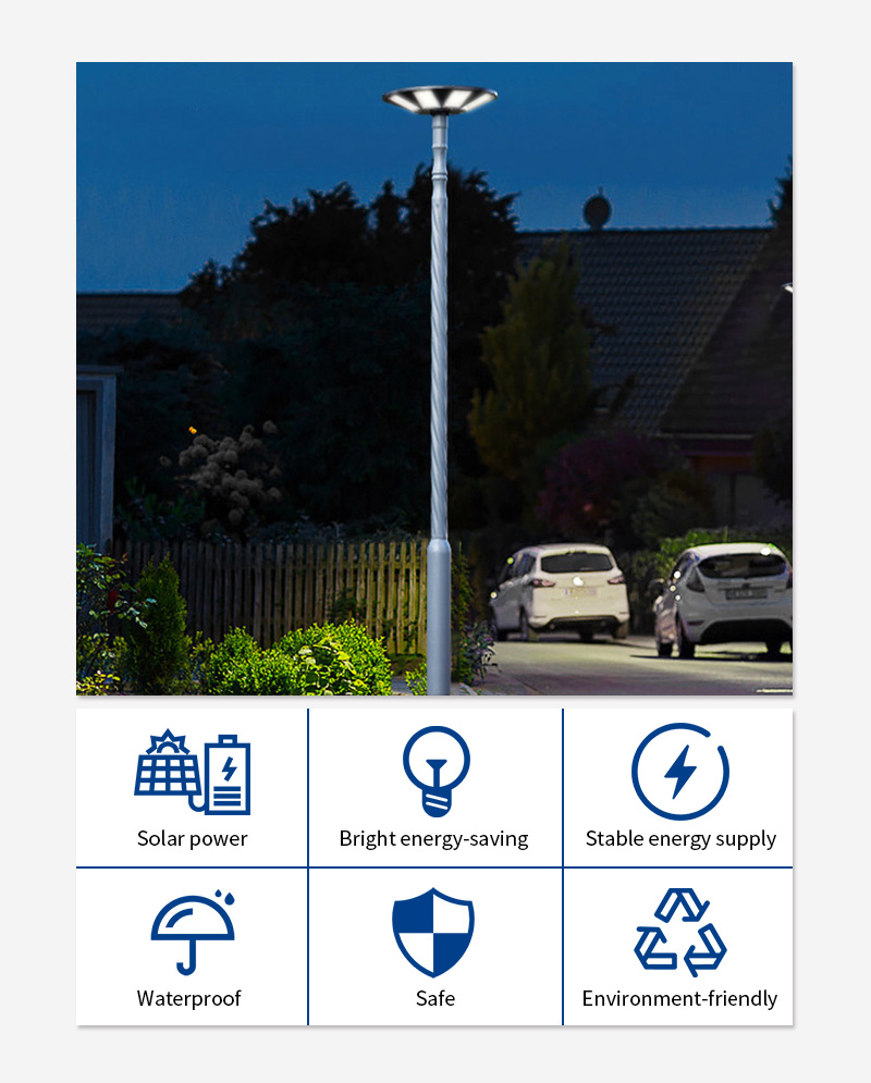 bright energy saving UFO 8 big round led solar urban light manufacturer