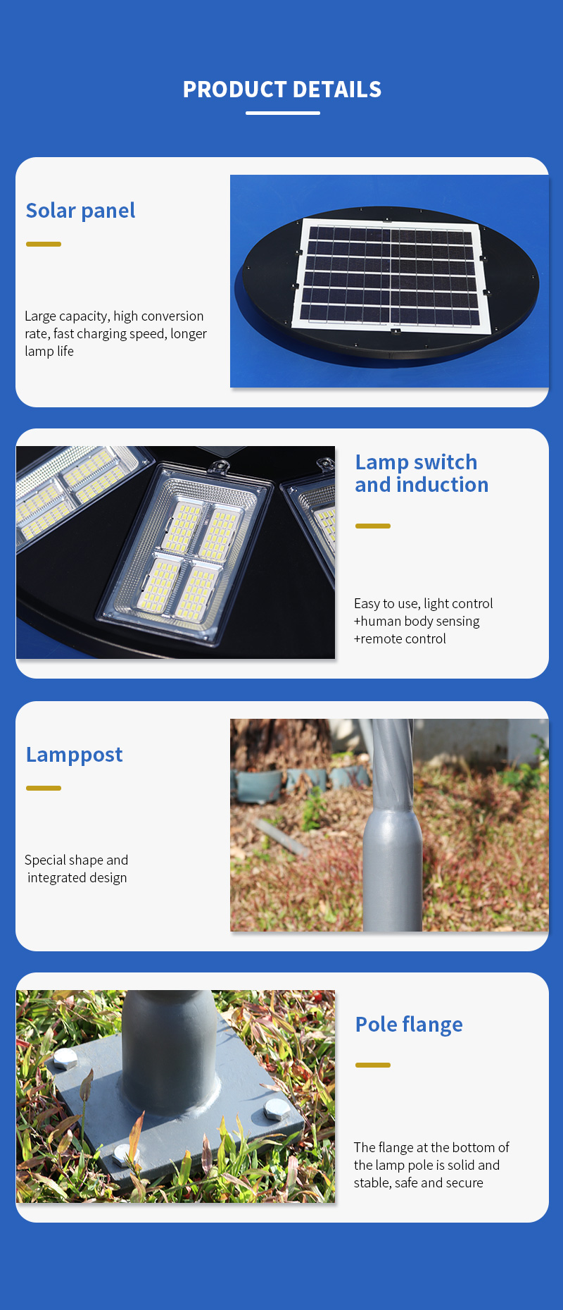 new style high quality UFO 8 big round led solar urban light exporter