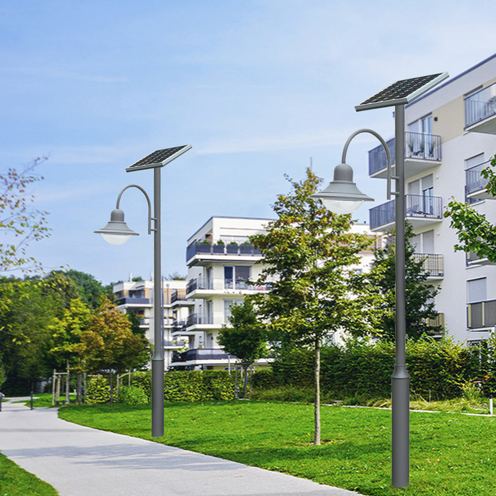 single arm all in two led solar garden light manufacturer