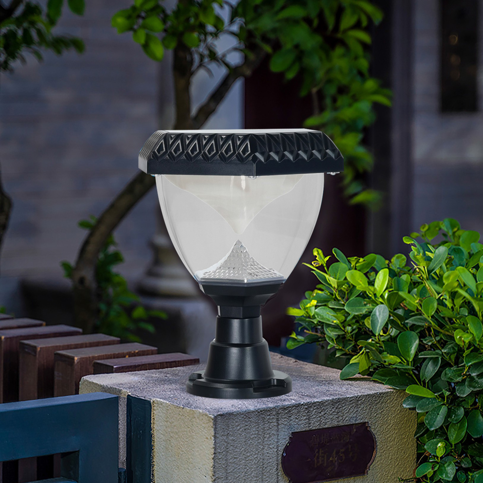 clear pc all in one led solar column lamp manufacturer