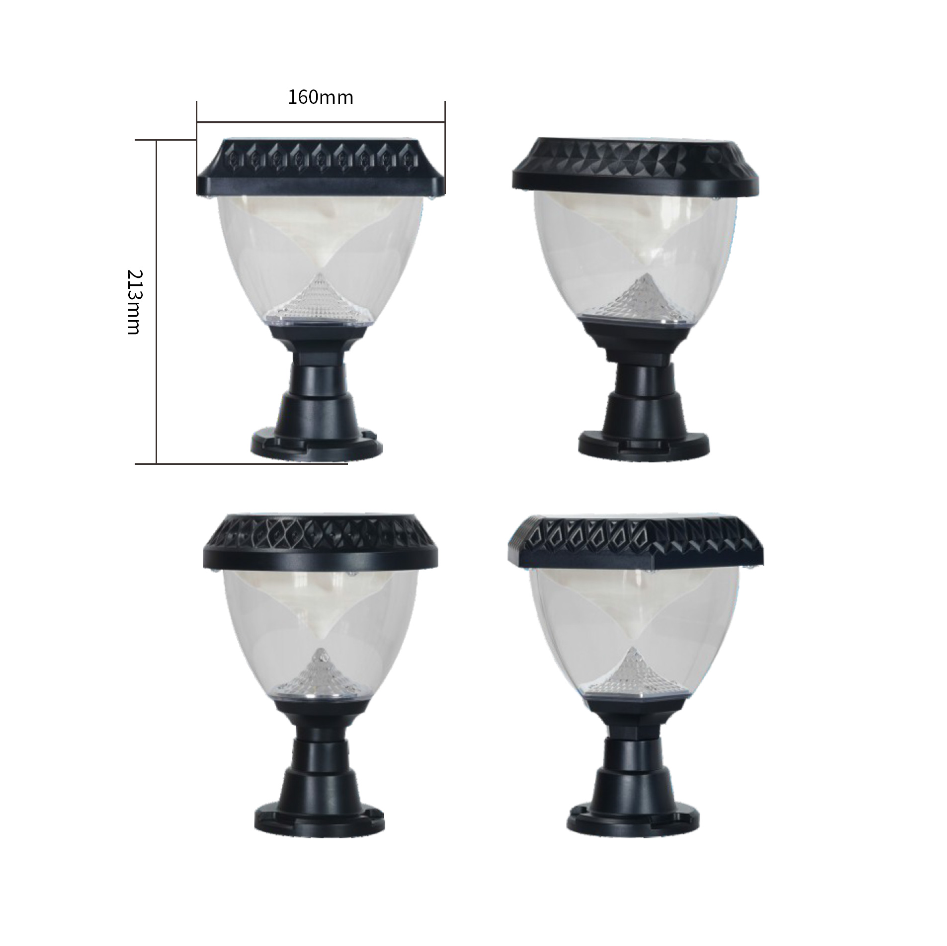 clear pc led solar column lamp manufacturer