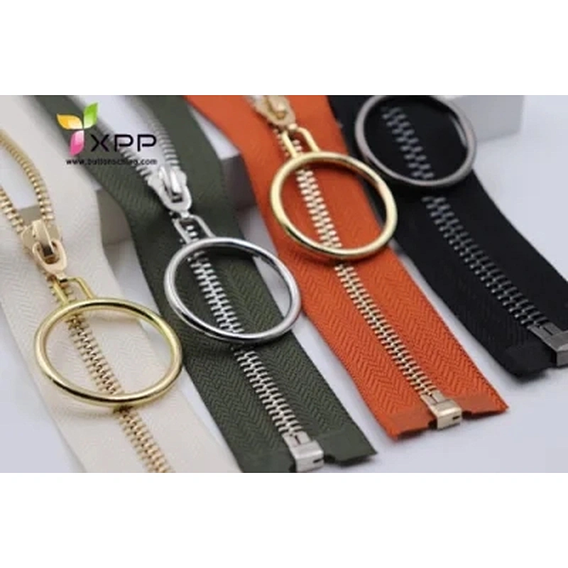 #5 Metal zipper open end with ring slider