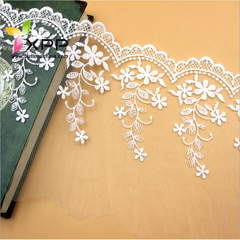 100% COTTON THREAD WATER LACE WITH 5CM OFFICE WHITE Off white  water thread  lace Black cotton water flower lace