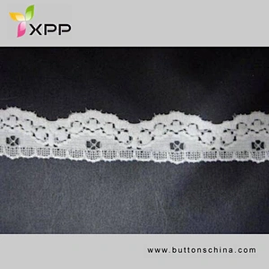 90%NYLON 10%SPANDEX SMALLAR EALSTIC LACE WHITE DYING handmade cotton thread lace style cotton embroidery thread