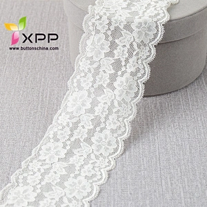 90%NYLON 10%SPANDEX EALSTIC LACE  WHITE handmade cotton thread lace handcut voile lace white lace