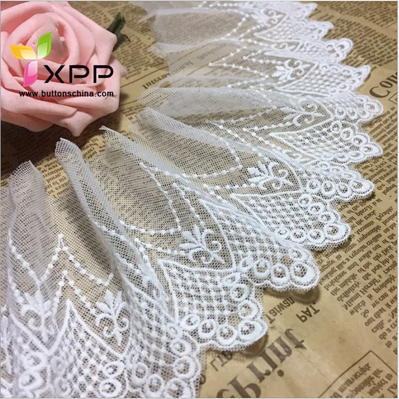 100% COTTON FABRIC TAPE EMB LACE Off white  water thread  lace Black cotton water flower lace handmade cotton thread lace