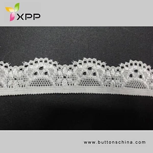 90%NYLON 10%SPANDEX SMALLAR EALSTIC LACE WHITE DYING handmade cotton thread lace style cotton embroidery thread
