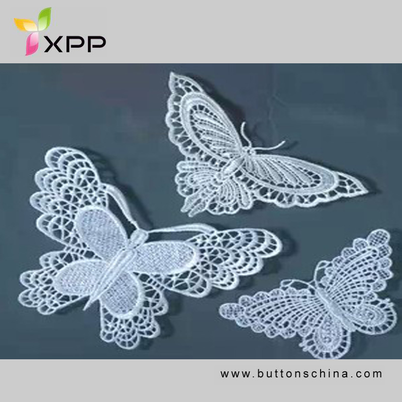 Butterfly with sequins lace patch lace collar chiffon dress rose chiffon lace collar white chiffon lace embroidered patch with sequins