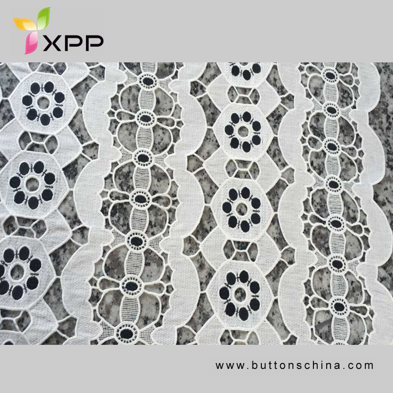 100% COTTON FABRIC SMALL HOLE EMBROIDERY LACE YELLOW Off white  water thread  lace Black cotton water flower lace handmade cotton thread lace style polyester no elastic lace