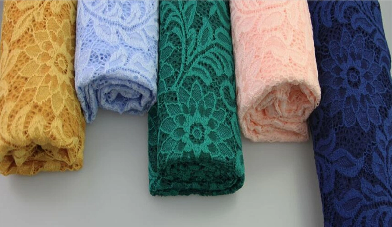 Print Polyester lace tricot fabric