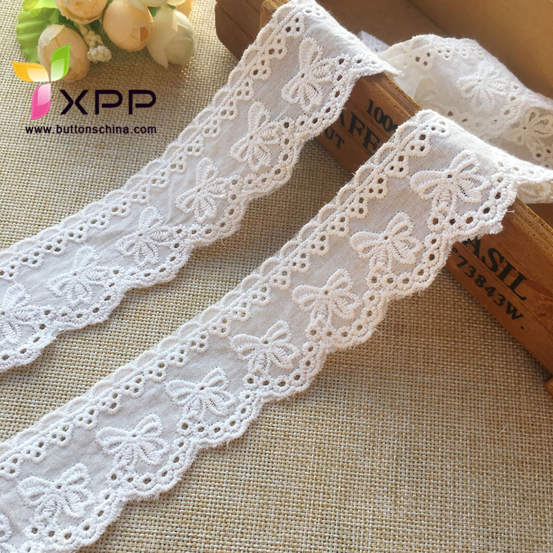 100% COTTON FABRIC TAPE EMB LACE Off white  water thread  lace Black cotton water flower lace handmade cotton thread lace