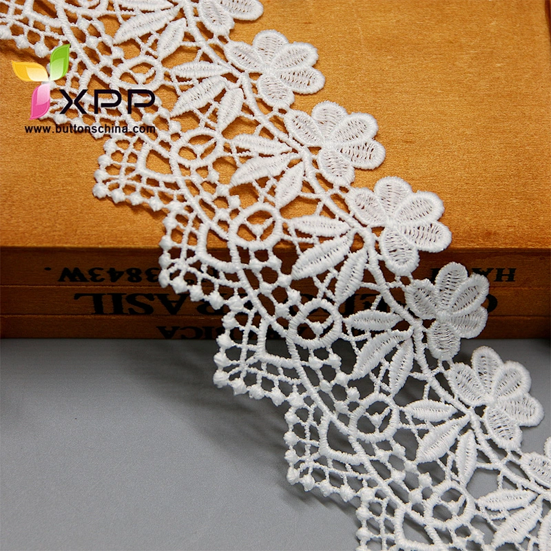 100% COTTON THREAD WATER LACE WITH 5CM OFFICE WHITE Off white  water thread  lace Black cotton water flower lace