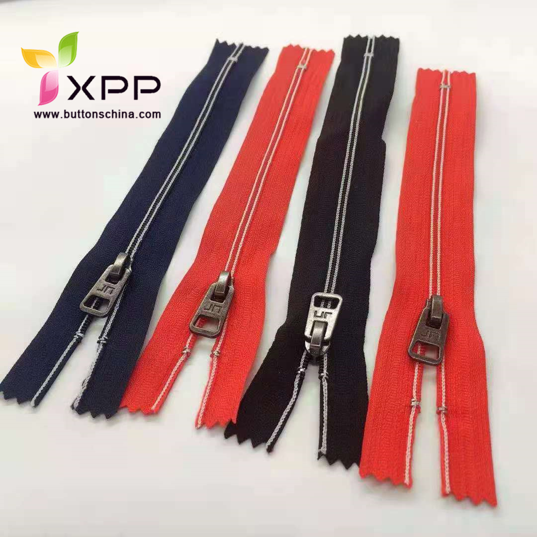 #5nylon zipper close end with sewing color stitchs