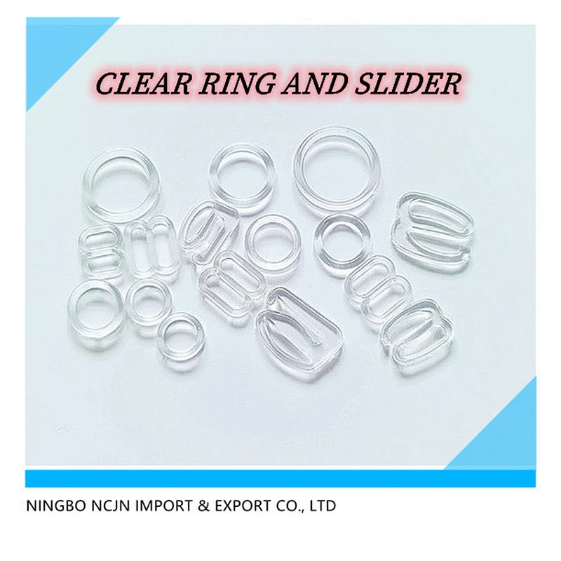 clear plastic bra adjust buckle nylon coated bra slider bra ring and slider