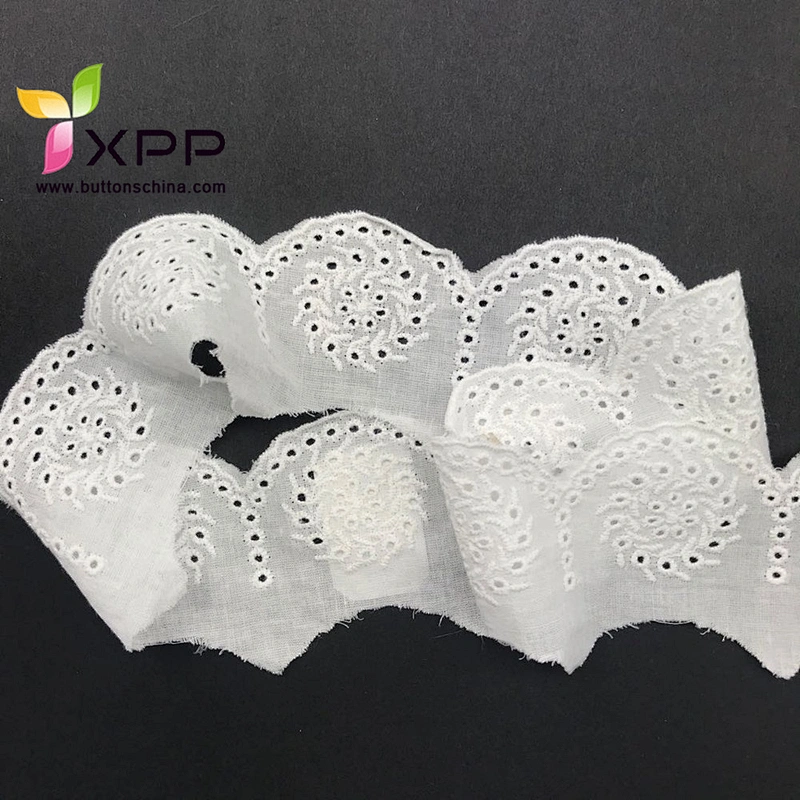 100% COTTON FABRIC TAPE EMB LACE Off white  water thread  lace Black cotton water flower lace handmade cotton thread lace